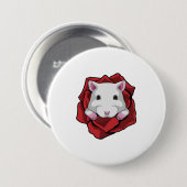 Badge Rond 7,6 Cm Hamster avec Rose (Devant & derrière)