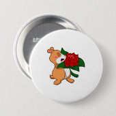 Badge Rond 7,6 Cm Hamster avec Rose à fleurs (Devant & derrière)
