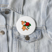 Badge Rond 7,6 Cm Hamster avec Rose à fleurs (En situation)