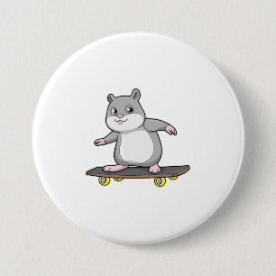 Badge Rond 7,6 Cm Hamster en patinage avec skateboard