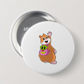 Badge Rond 7,6 Cm Hamster en tant qu'étudiant avec sac à dos.PNG (Devant & derrière)