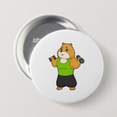 Badge Rond 7,6 Cm Hamster Fitness Dumbbell (Devant & derrière)