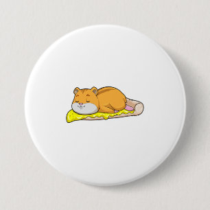 Badge Rond 7,6 Cm Hamster & Pizza au fromage