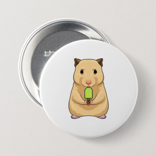 Badge Rond 7,6 Cm Hamster Popsicle (Devant & derrière)