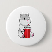 Badge Rond 7,6 Cm Hamster with Mug & Drinking straw (Devant)