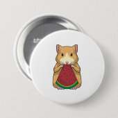 Badge Rond 7,6 Cm Hamster with Watermelon (Devant & derrière)
