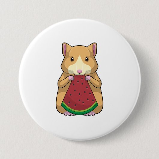 Badge Rond 7,6 Cm Hamster with Watermelon (Devant)
