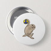 Badge Rond 7,6 Cm Handball joueur de phoque (Devant & derrière)