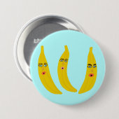 Badge Rond 7,6 Cm Happy Banana Trio Whimsical (Devant & derrière)