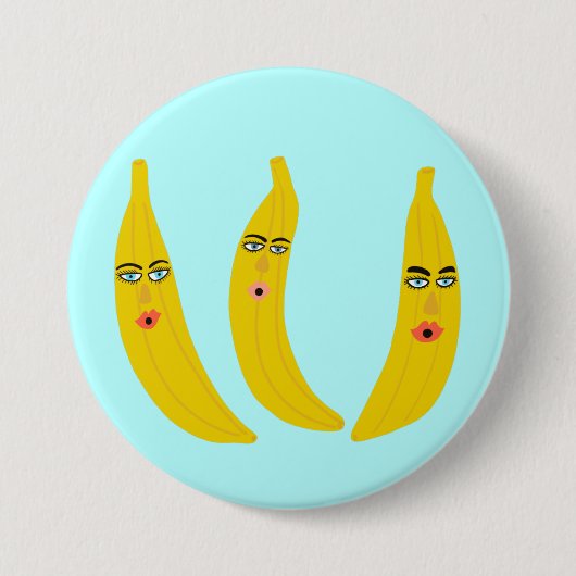 Badge Rond 7,6 Cm Happy Banana Trio Whimsical (Devant)