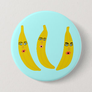 Badge Rond 7,6 Cm Happy Banana Trio Whimsical