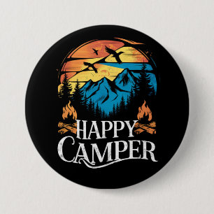 Badge Rond 7,6 Cm Happy Camper Retro Vintage Matching Camping Crew