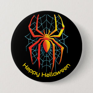 Badge Rond 7,6 Cm Happy Halloween Spider Web