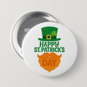 Badge Rond 7,6 Cm Happy Jour de la Saint Patrick Leprechaun Beard et (Devant & derrière)