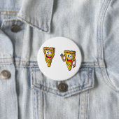 Badge Rond 7,6 Cm Happy Mushroom Pizza Slices (En situation)