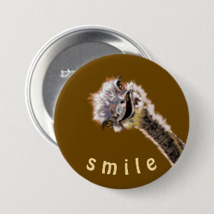 Badge Rond 7,6 Cm Happy Ostrich - Smile - Be Happy - Add Your Color