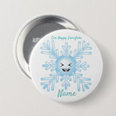 Badge Rond 7,6 Cm Happy Snowflake Emoticon Thunder_Cove (Devant & derrière)