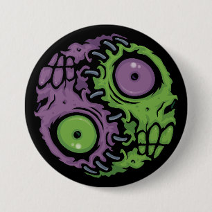 Badge Rond 7,6 Cm Harmonie undead : Symbole Zombie Yin Yang