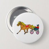 Badge Rond 7,6 Cm Harness Racing Cheval et conducteur (Devant & derrière)