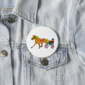 Badge Rond 7,6 Cm Harness Racing Cheval et conducteur (En situation)