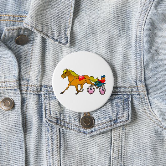 Badge Rond 7,6 Cm Harness Racing Cheval et conducteur