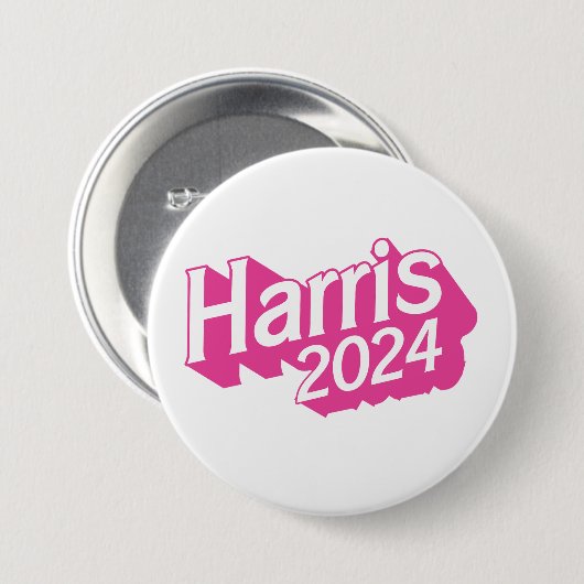 Badge Rond 7,6 Cm Harris 2024 rose (Devant & derrière)