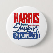 Badge Rond 7,6 Cm Harris Shapiro 2024 Pour le peuple Drapeau américa (Devant)