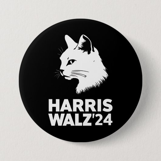 Badge Rond 7,6 Cm Harris Waltz 2024 Election Funny Cat Kamala Tim (Devant)