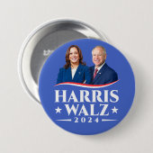 Badge Rond 7,6 Cm Harris Walz 2024 campagne de photo électorale (Devant & derrière)