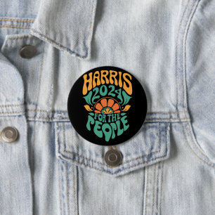 Badge Rond 7,6 Cm Harris Walz 2024 Élection Présidente Kamala Harris