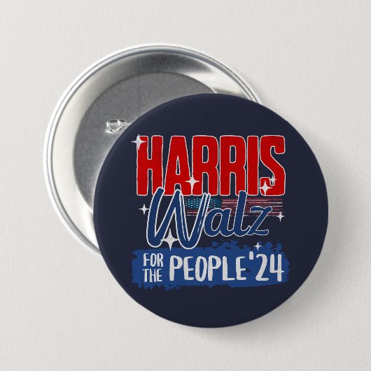 Badge Rond 7,6 Cm Harris Walz 2024 pour le démocrate électoral popul (Devant & derrière)