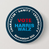 Badge Rond 7,6 Cm HARRIS WALZ Caractère Sanité Crédibilité (Devant)