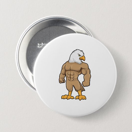 Badge Rond 7,6 Cm Hawk en Bodybuilder avec six pack (Devant & derrière)