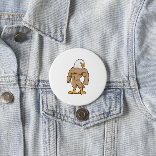 Badge Rond 7,6 Cm Hawk en Bodybuilder avec six pack (En situation)