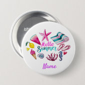 Badge Rond 7,6 Cm Hello Summer (Devant & derrière)