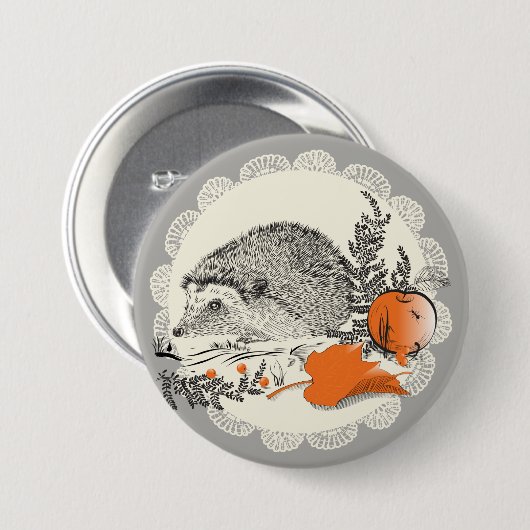 Badge Rond 7,6 Cm Hérisson (Devant & derrière)