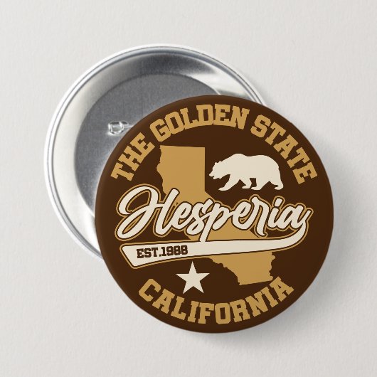 Badge Rond 7,6 Cm Hesperia, Californie (Devant & derrière)