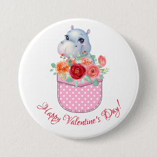BADGE ROND 7,6 CM HEUREUSE SAINTE-VALENTIN !