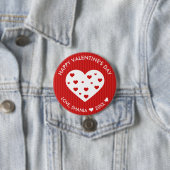 Badge Rond 7,6 Cm Heureuse Sainte-Valentin Beau Coeurs blancs rouges (En situation)