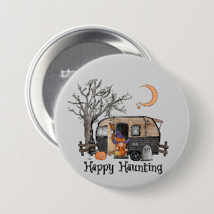 Badge Rond 7,6 Cm Heureux Camper d'Halloween Sorcière Éffrayante