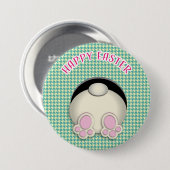 Badge Rond 7,6 Cm HEUREUX lapin EASTER BOUTON (Devant & derrière)