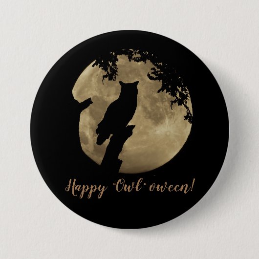 Badge Rond 7,6 Cm Hibou d'Halloween (Devant)