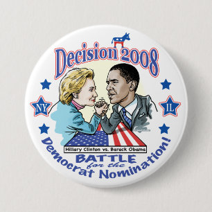 Badge Rond 7,6 Cm Hillary contre le bouton d'Obama