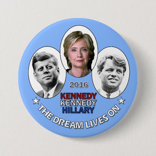Badge Rond 7,6 Cm Hillary, JFK et RFK (Devant)