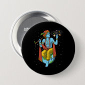 Badge Rond 7,6 Cm Hindouisme Lord Krishna (Devant & derrière)