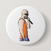 Badge Rond 7,6 Cm Hip hop cool Bald Guy Singer avec microphone (Devant)