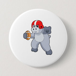 Badge Rond 7,6 Cm Hippo à Football Sports