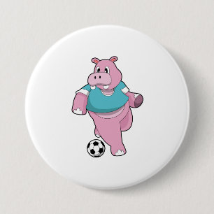 Badge Rond 7,6 Cm Hippo as Soccer player with Soccer.PNG