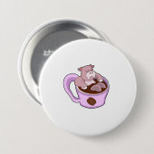 Badge Rond 7,6 Cm Hippo avec la coupe du café (Devant & derrière)