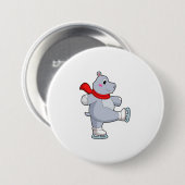 Badge Rond 7,6 Cm Hippo Patinage sur glace Patins sur glace (Devant & derrière)